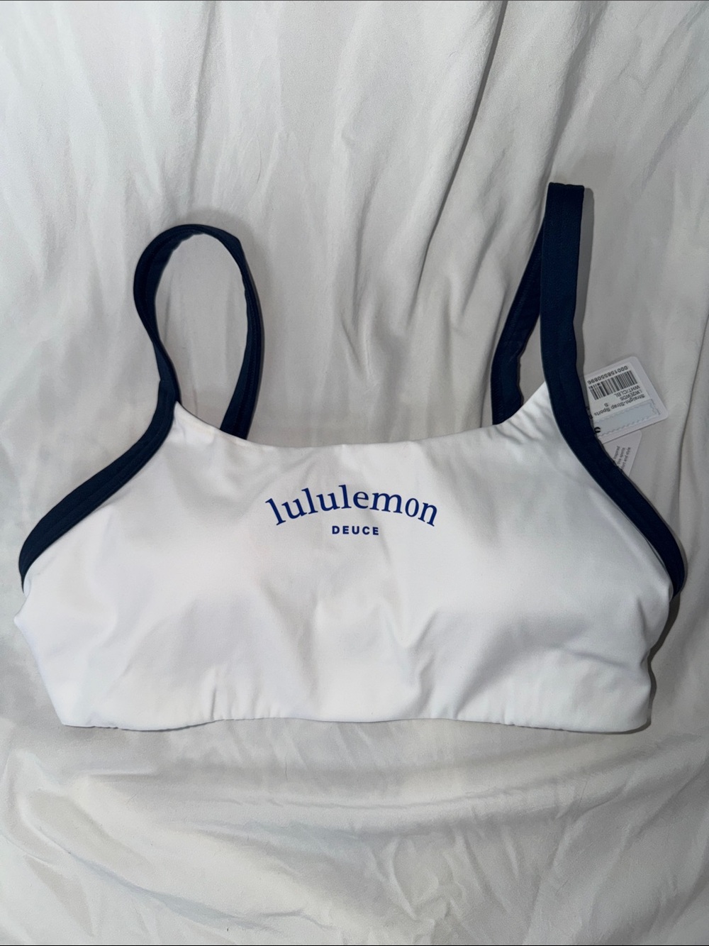 lululemon athletica White Sports Bra with Navy Trim